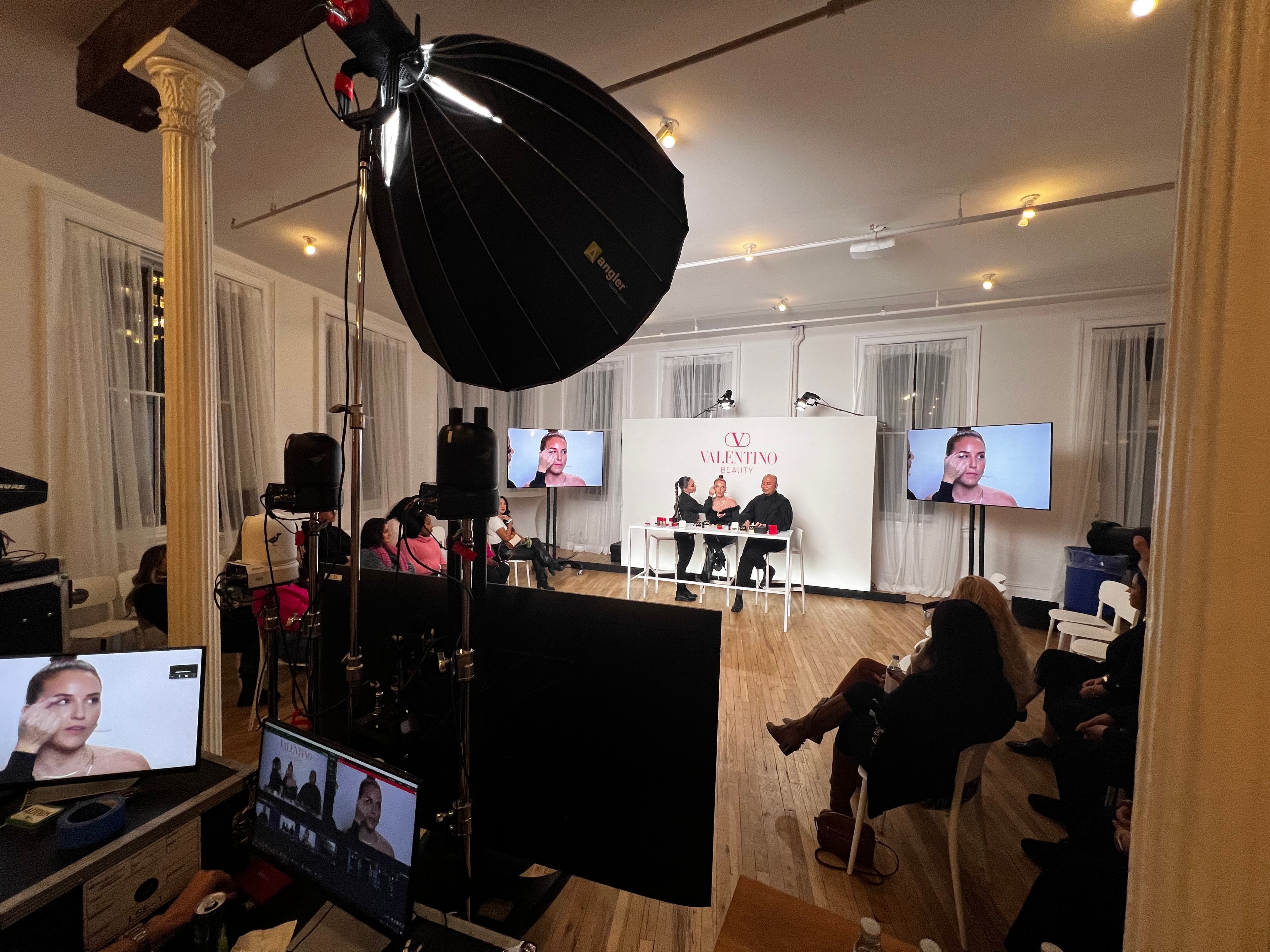 Behind-the-scenes Valentino Beauty presentation production