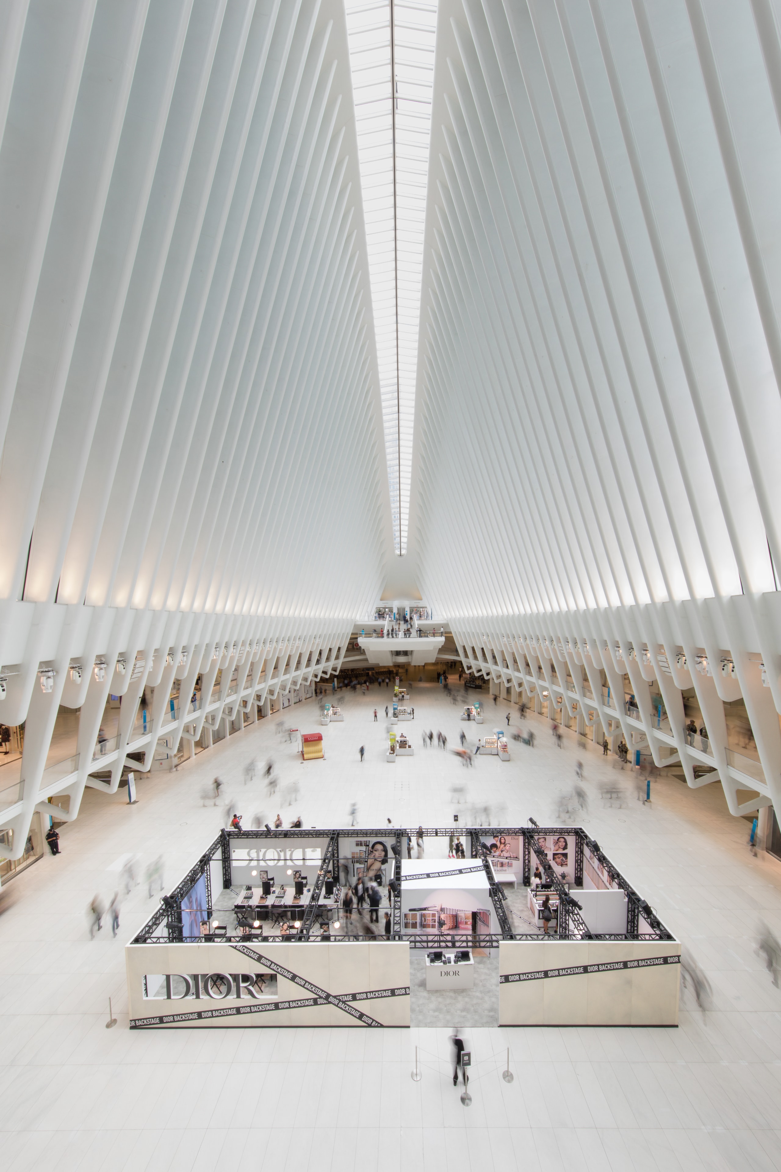 White ribbed atrium with Dior exhibition booth