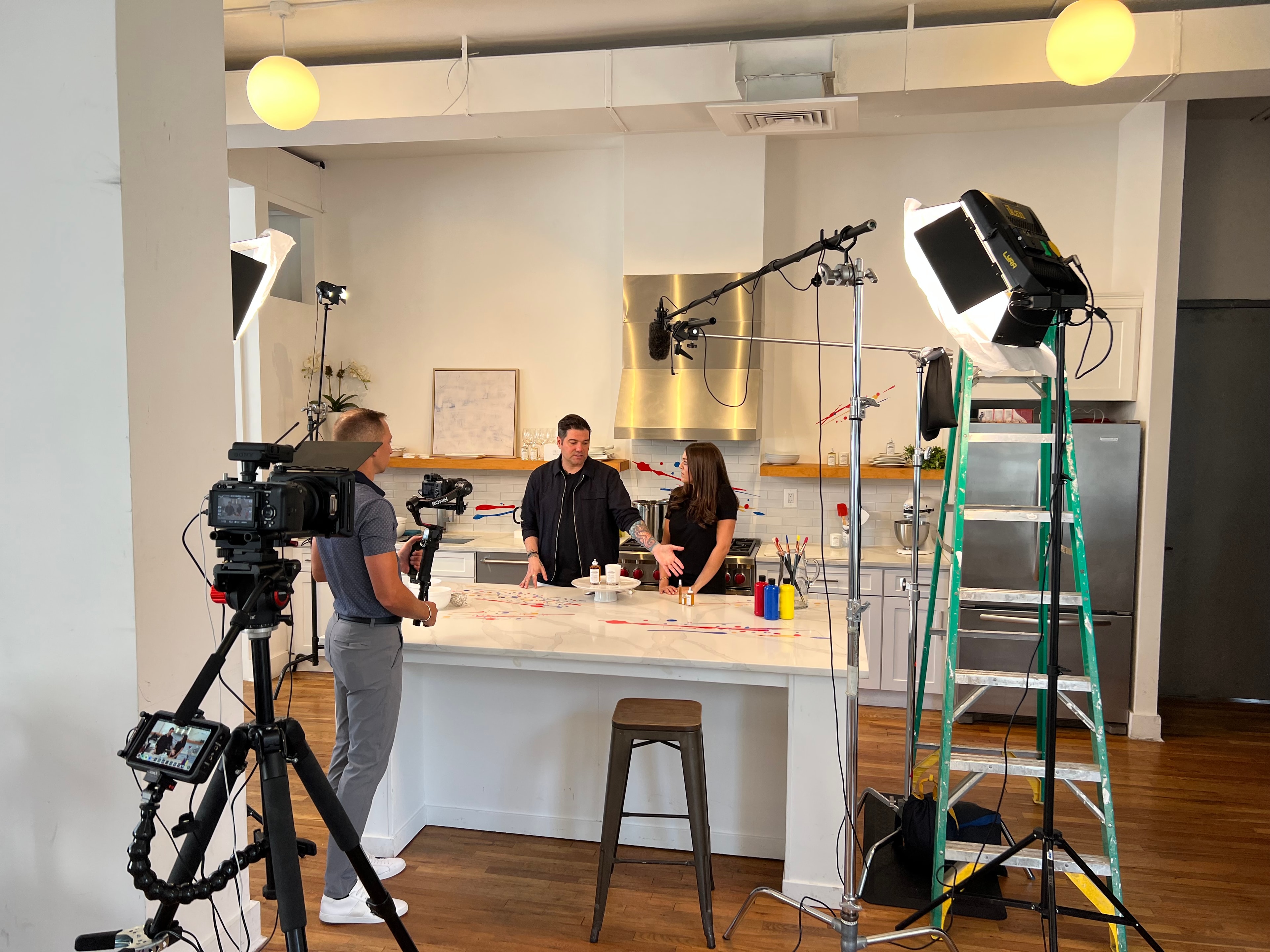 Camera crew filming a live production