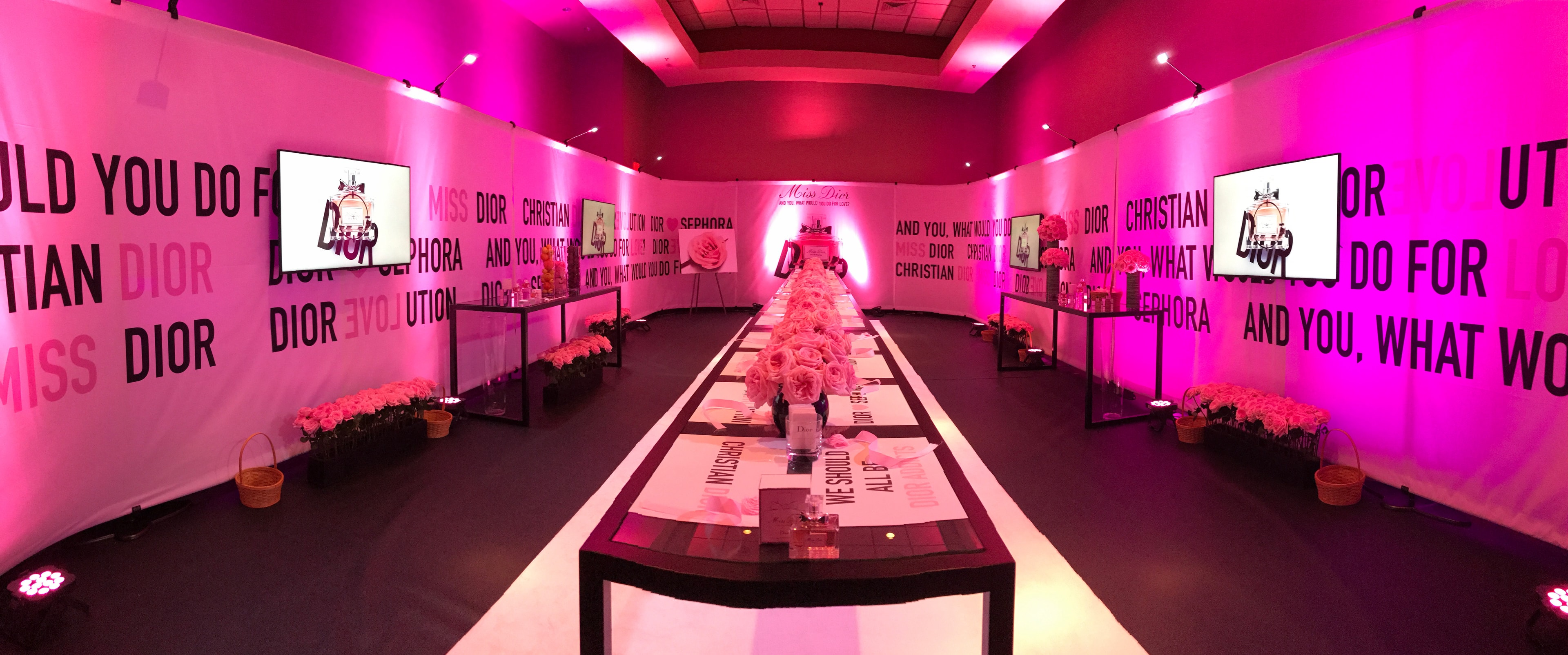 Pink Dior perfume event installation