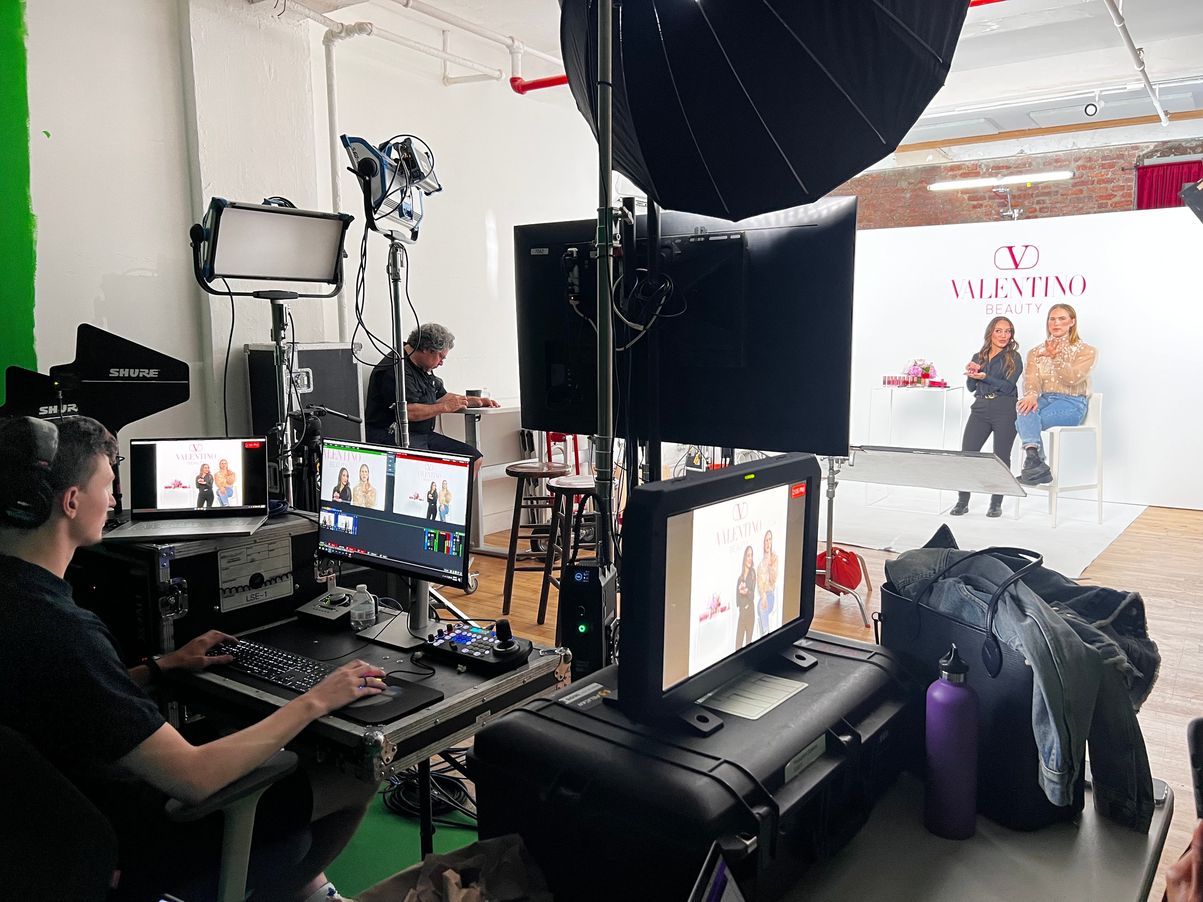 On-location video production scene