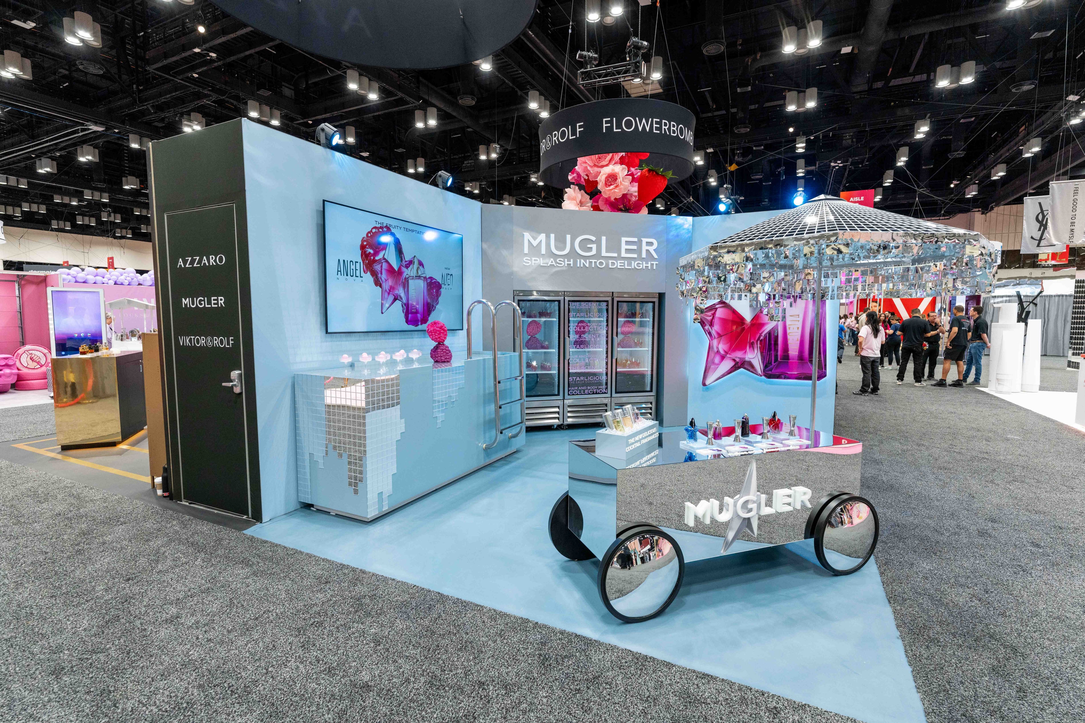 Mugler fragrance exhibition booth at trade show
