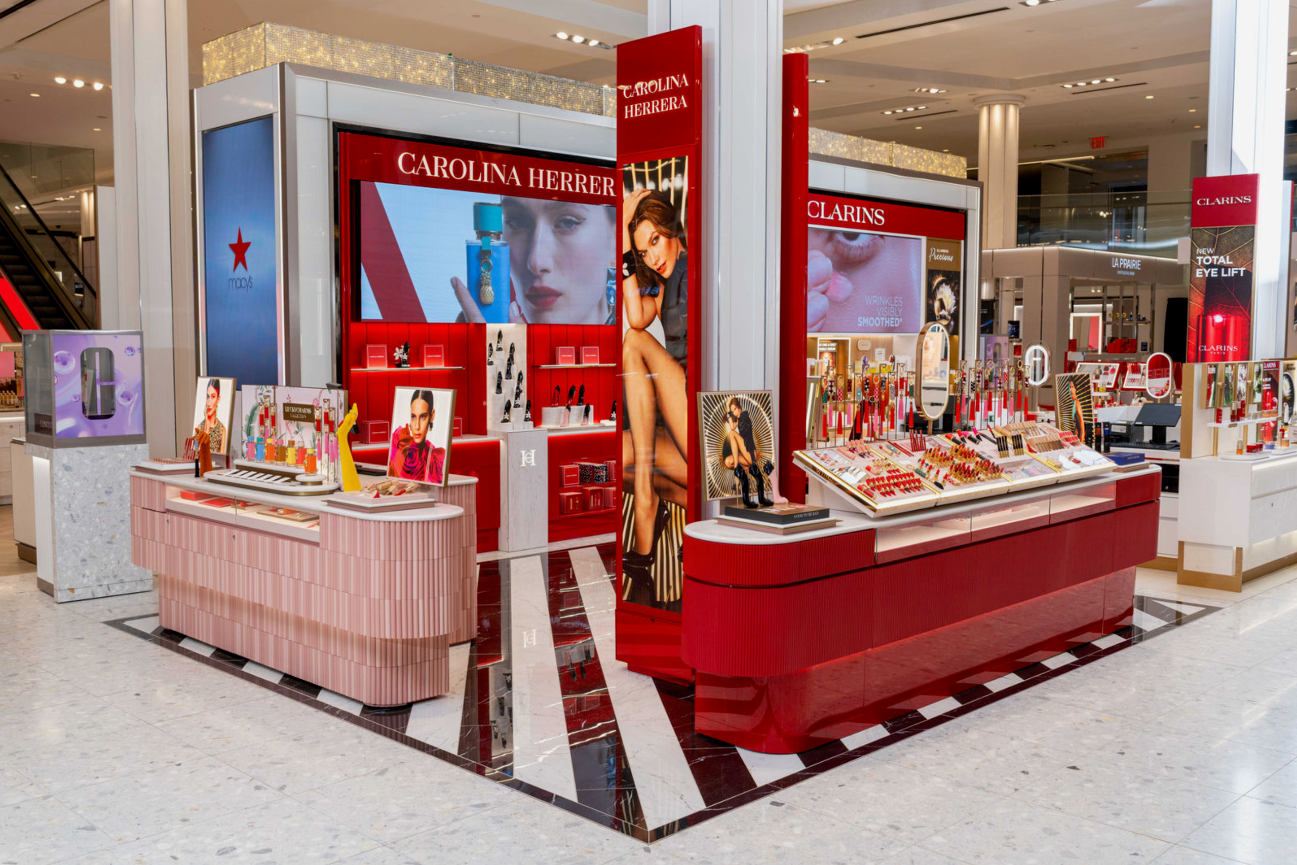 Department store cosmetics counter displays